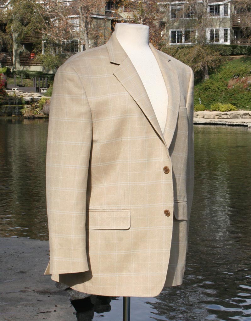 Tan Square Pin Strips Blazer