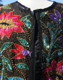 Black Color Flowers Beads Jacket