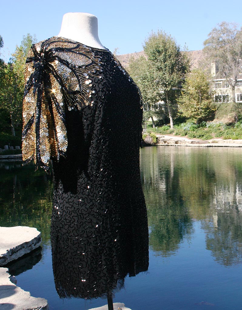 Scissor Cut Black Sparkle Dress to Mini