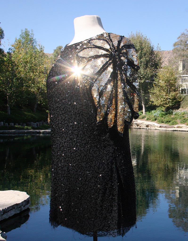Scissor Cut Black Sparkle Dress to Mini